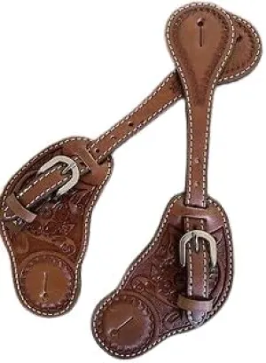 Leather Western Horse Spur Straps Handmade Genuine Tooled for Horse Riders Set of 2 Single Boots Equipment for Men-Women Craft Hardware Buckle TACK Basket Sport Equestrian Horse Spurs for Riding,SPR14