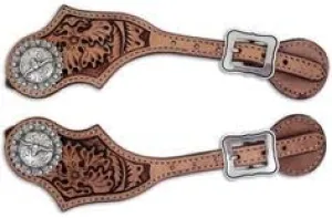Leather Western Horse Spur Straps Handmade Genuine Tooled for Horse Riders Set of 2 Single Boots Equipment for Men-Women Craft Hardware Buckle TACK Basket Sport Equestrian Horse Spurs for Riding,SPR19