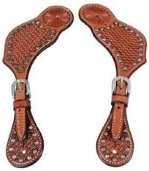 Leather Western Horse Spur Straps Handmade Genuine Tooled for Horse Riders Set of 2 Single Boots Equipment for Men-Women Craft Hardware Buckle TACK Basket Sport Equestrian Horse Spurs for Riding,SPR27