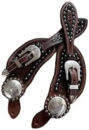 Leather Western Horse Spur Straps Handmade Genuine Tooled for Horse Riders Set of 2 Single Boots Equipment for Men-Women Craft Hardware Buckle TACK Basket Sport Equestrian Horse Spurs for Riding,SPR76