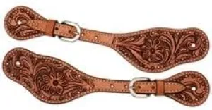 Leather Western Horse Spur Straps Handmade Genuine Tooled for Horse Riders Set of 2 Single Boots Equipment for Men-Women Craft Hardware Buckle TACK Basket Sport Equestrian Horse Spurs for Riding,SPR77