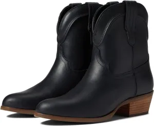 LEHOOR Women Cowboy Western Ankle Boots Pointed toe Low Stacked Heel Cowgirl Booties V Cut Retro Slouch 2 Inch Chunky Block Heel Slip On Short Dress Boots Wide Calf Casual Winter 4-11 M US