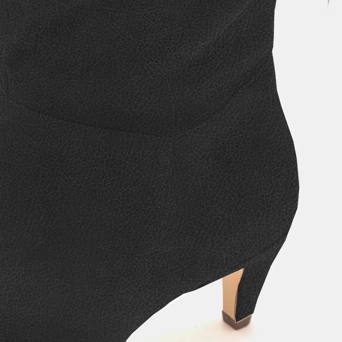 LEHOOR Women Low Kitten Heel Knee High Boots Pointed Toe Suede Slouch Dress Boots Pull On Short Heel Wide Calf 4-11 M US