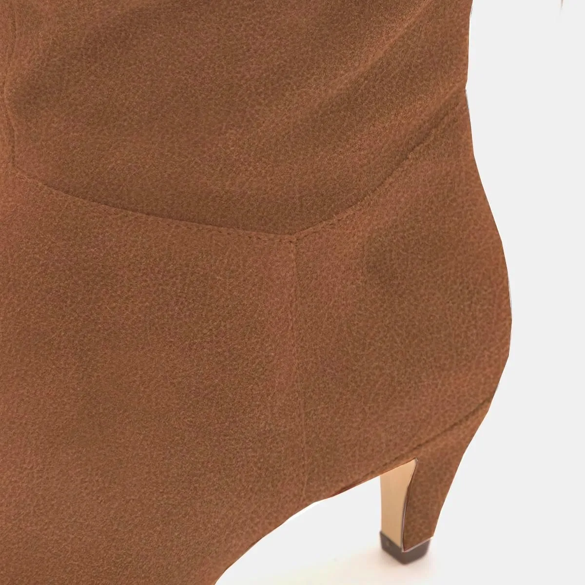 LEHOOR Women Low Kitten Heel Knee High Boots Pointed Toe Suede Slouch Dress Boots Pull On Short Heel Wide Calf 4-11 M US