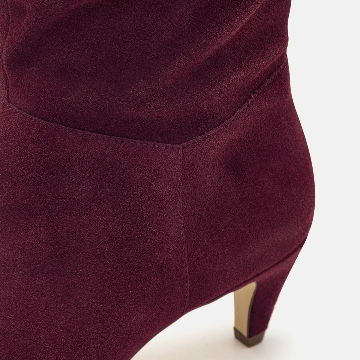 LEHOOR Women Low Kitten Heel Knee High Boots Pointed Toe Suede Slouch Dress Boots Pull On Short Heel Wide Calf 4-11 M US