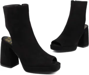 LEHOOR Women Platform Open Peep Toe Booties Sandals Cutout Chunky Heel Backless Sandal Booty Side Zipper Summer Ankle Boots Sandals 3.5 Inch Block High Heels Fashion Ladies Outing Party Size 4-14 M US