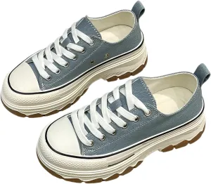 lilaBelle]Fashion Casual Thick Sole Canvas Sneakers for Students - Stylish White Sneakers for Spring, Perfect for Daily Wear and Active Lifestyle
