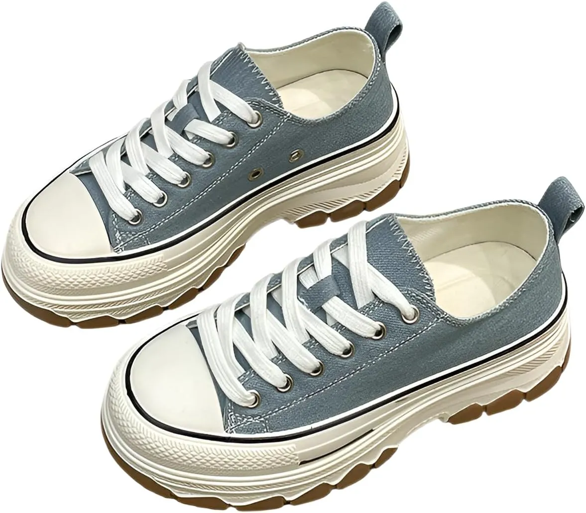 lilaBelle]Fashion Casual Thick Sole Canvas Sneakers for Students - Stylish White Sneakers for Spring, Perfect for Daily Wear and Active Lifestyle