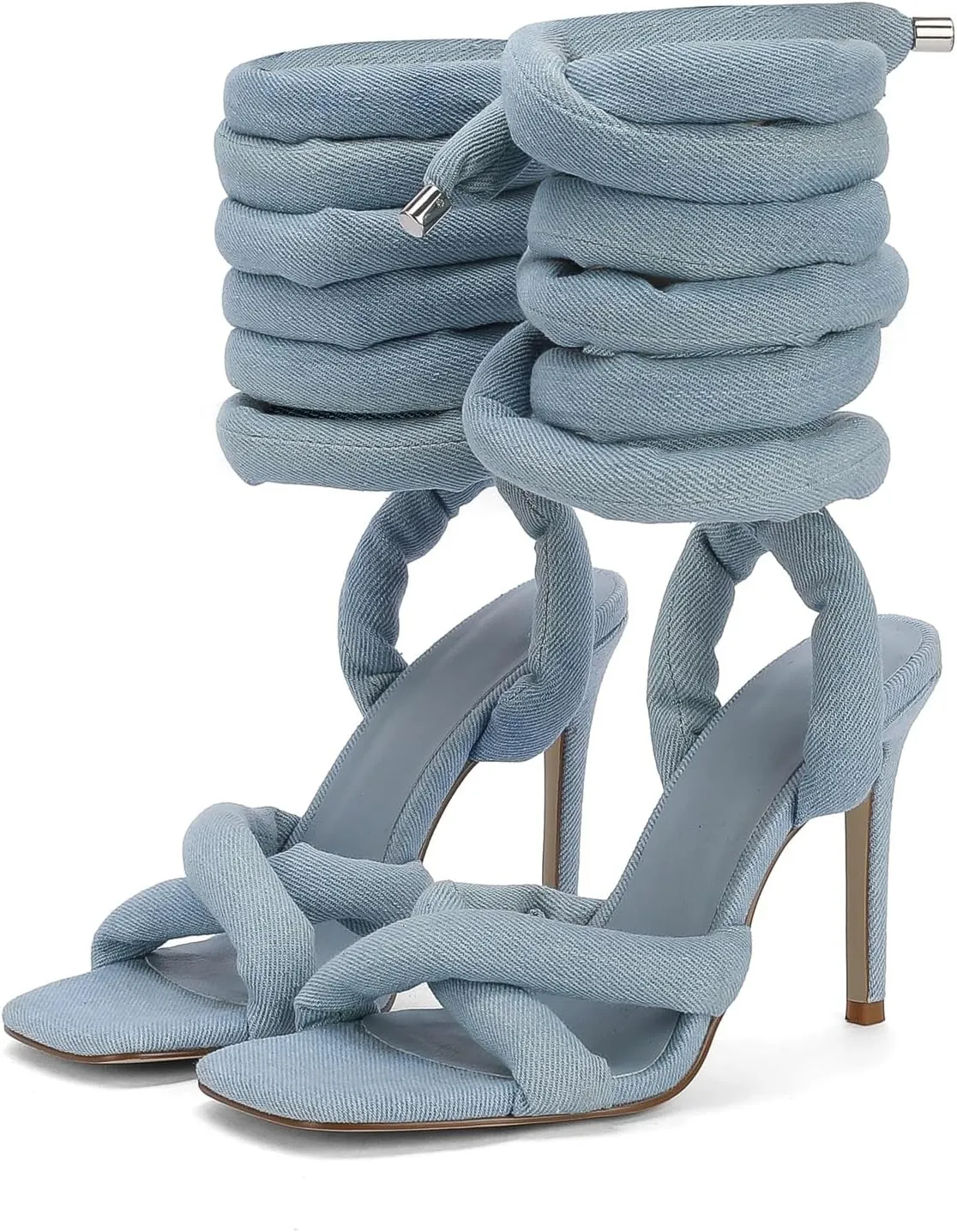 LingxiaUne Lace Up Heels Strappy Heels With Sexy Open Toe Square Stiletto Heel Sandals Fashionable Elegant