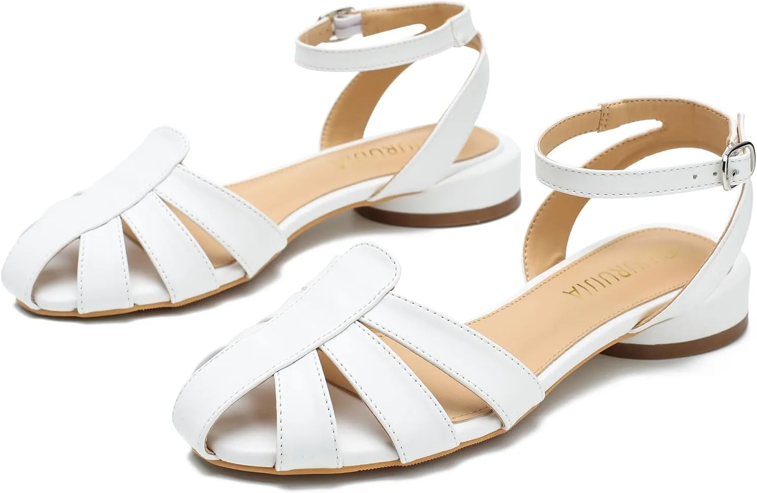 LIURUIJIA Women's Closed Toe Flat Sandals Comfortable Ankle Strap Strappy Boho Shoes Casual Dressy Summer Gladiator Sandals
