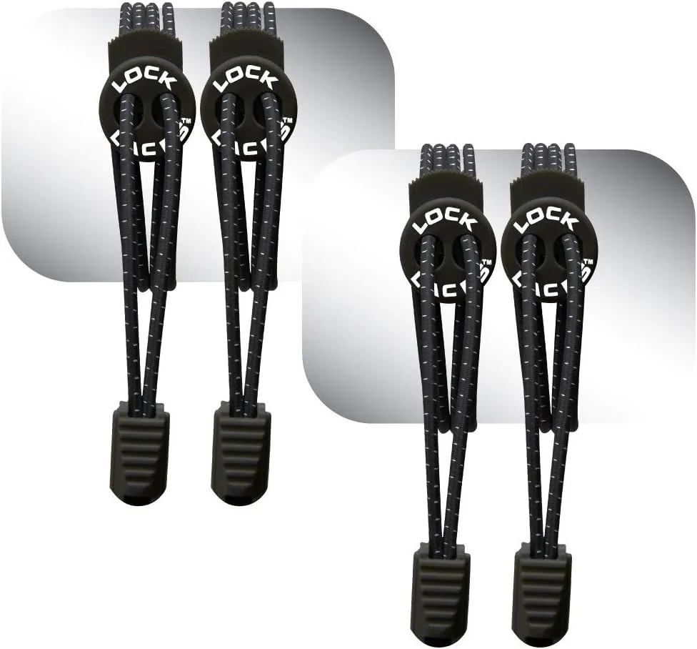 Lock Laces Elastic No Tie Shoe Laces (Pack of 2) One Size Fits All, for Kids and Adults, Elastic No Tie Shoe Laces