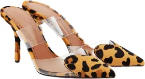 Love Heart Clear High Heeled Sandals for Women Closed Pointed Toe Comfortable Stiletto Mule Slip On Summer Party Prom Shoes
