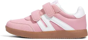 LUCKY STEP Kids Classic Retro Gum Sole Fashion Sneakers School Tennis Skate Shoes Girls Boys Hook and Loop Walking Casual Toddler Footwear Anti Slip Trainers