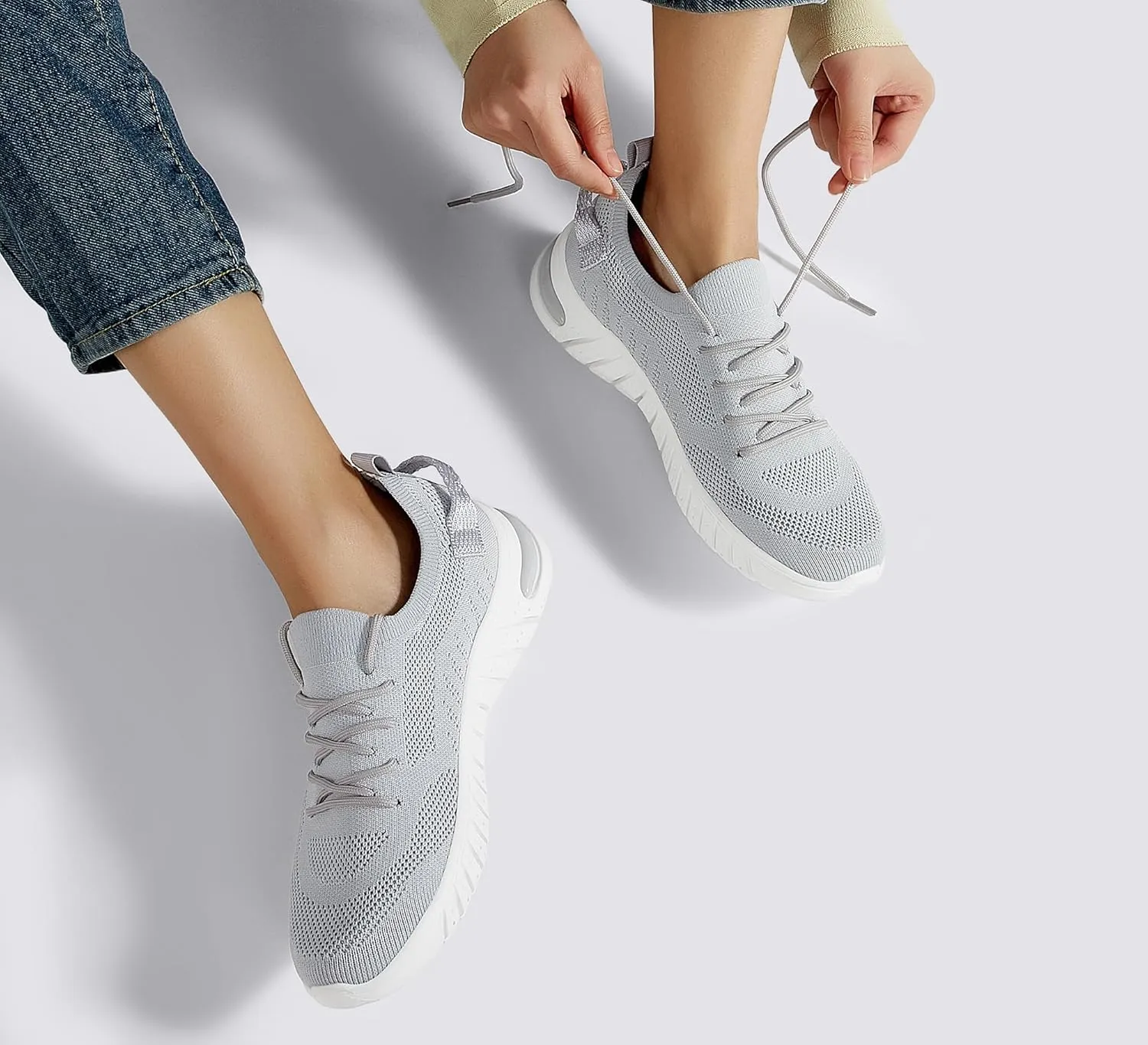 LUCKY STEP Women's Mesh Slip on Sneakers Lightweight Breathable Wide Width Walking Shoes Nursing Casual Gym Workout Tennis Footwear