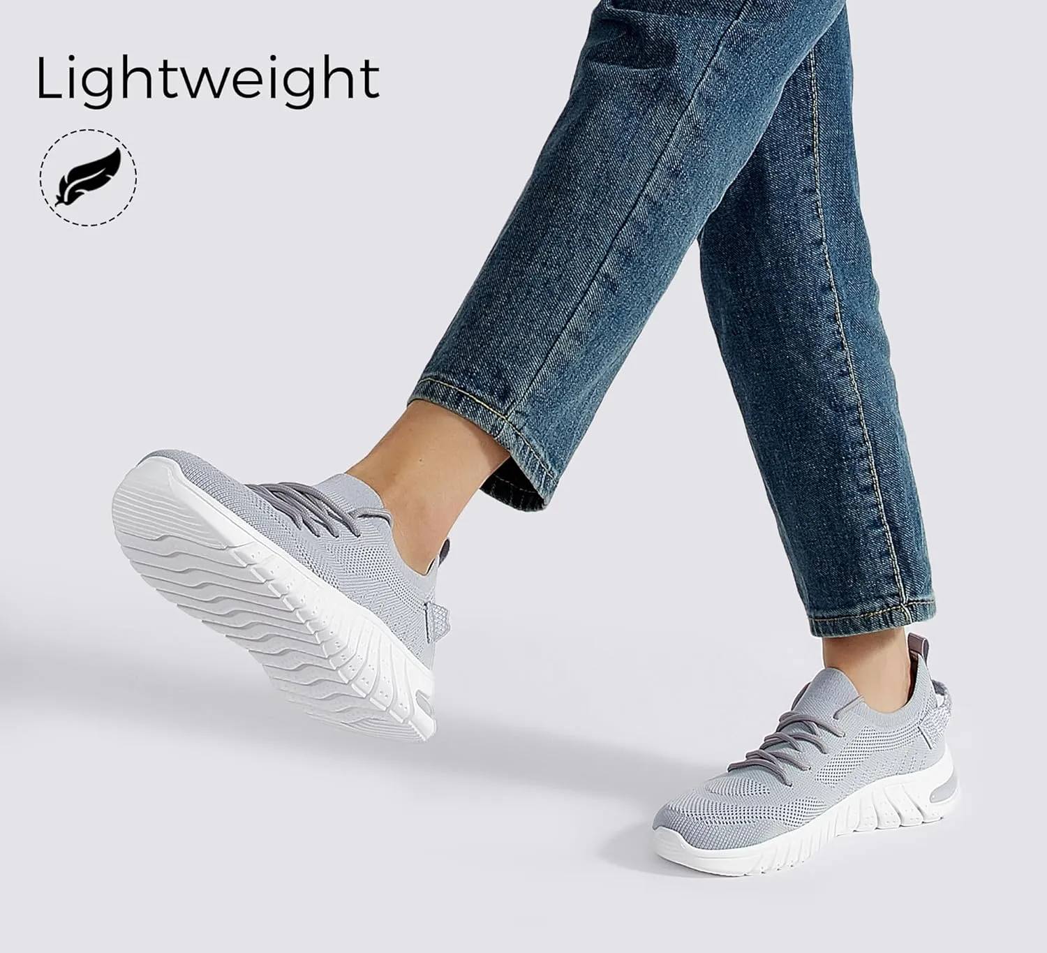 LUCKY STEP Women's Mesh Slip on Sneakers Lightweight Breathable Wide Width Walking Shoes Nursing Casual Gym Workout Tennis Footwear
