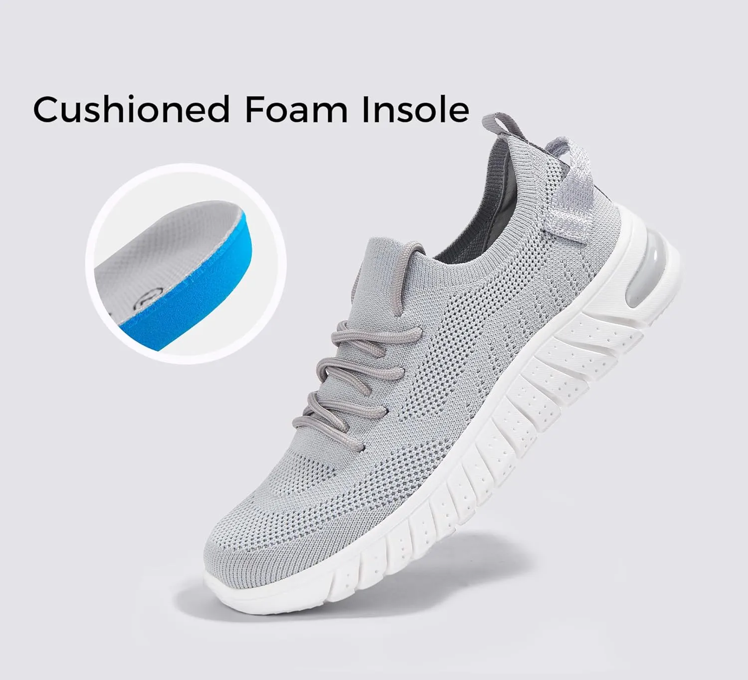 LUCKY STEP Women's Mesh Slip on Sneakers Lightweight Breathable Wide Width Walking Shoes Nursing Casual Gym Workout Tennis Footwear