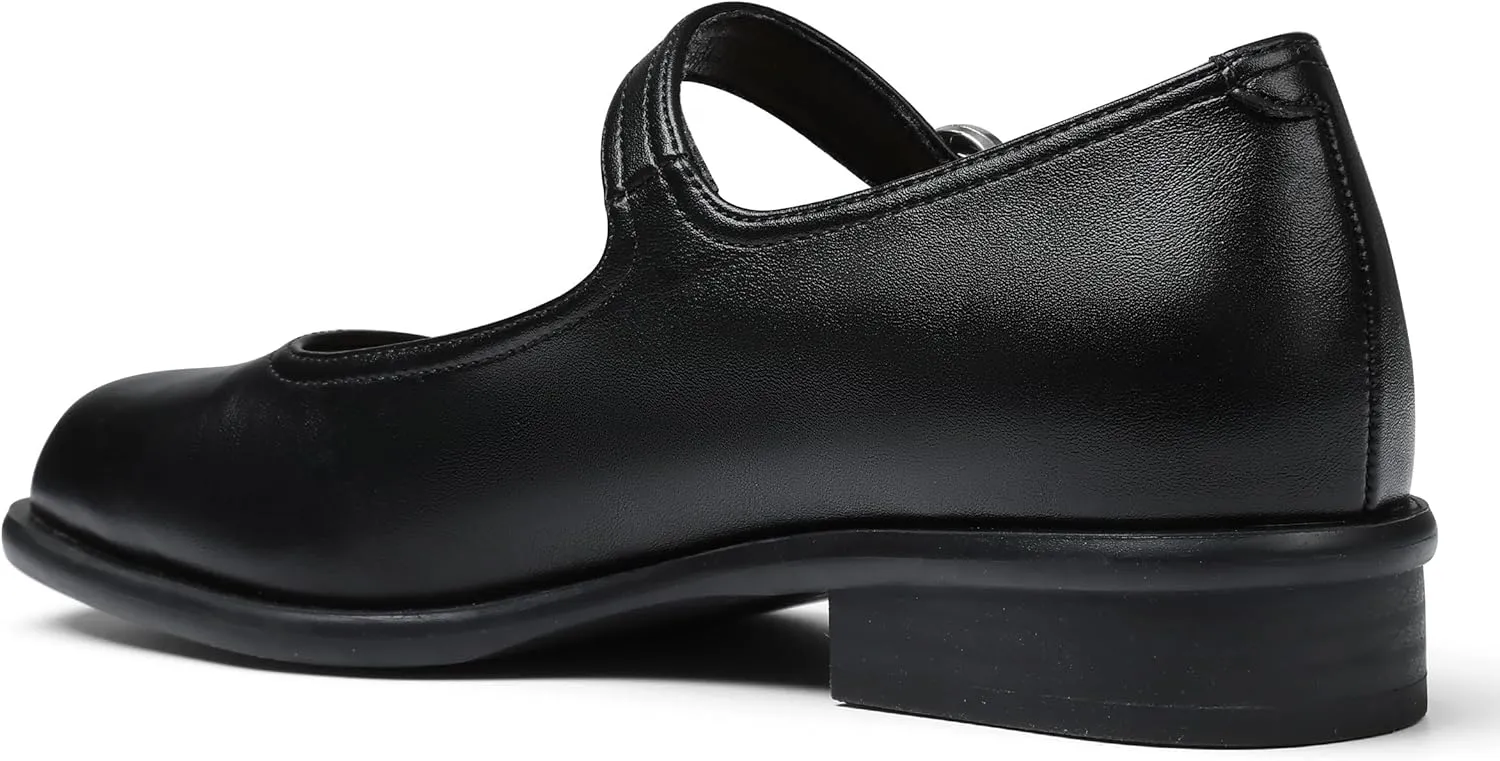 Mary Jane Flats with Adjustable Ankle Strap Womens Slip on Mary Janes Dressy Comfortable Square Toe Ballet Flats Shoes for Women Dance Shoes