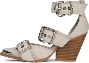 MAVMAX Buckle Shoes for Women Thick Closed Pointed Toe Heels Chunky High Heel Pumps Strappy Heels Western Sandals for Women