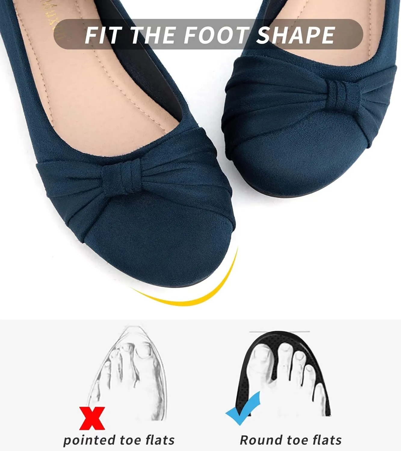 MaxMuxun Women's Flats Shoes Faux Suede Round Toe Ballet Dressy Flats Comfortable Slip On Walking Shoes