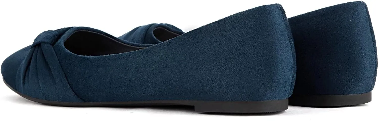 MaxMuxun Women's Flats Shoes Faux Suede Round Toe Ballet Dressy Flats Comfortable Slip On Walking Shoes