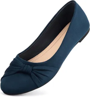 MaxMuxun Women's Flats Shoes Faux Suede Round Toe Ballet Dressy Flats Comfortable Slip On Walking Shoes