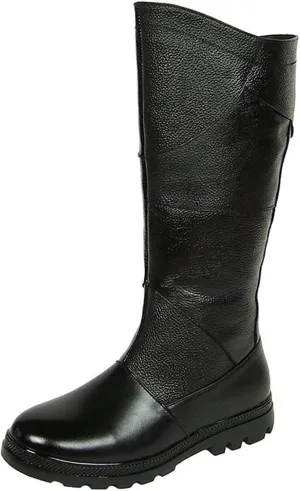 Men Leather Riding High Boots Outdoor British Style Knee High Wide Calf Equestrian Shoes Knight Fashion Long Boots(Color:Black,Size:UK3)