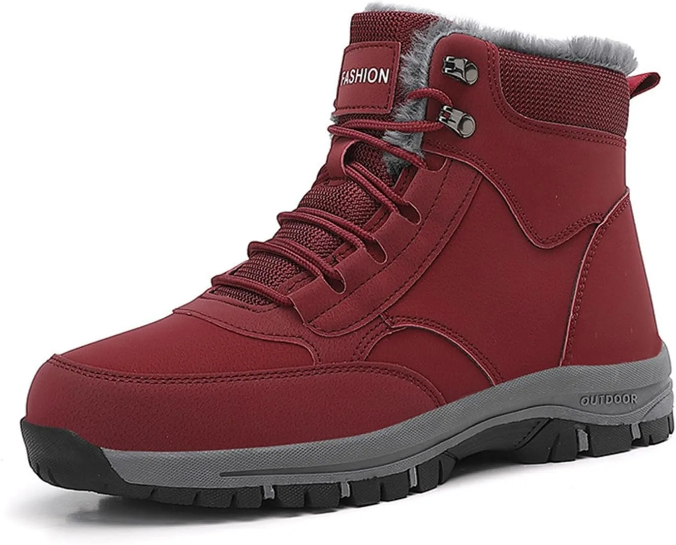 Men Work Boots Steel Toe Hiking Sneakers Shoes Warm Fur Lined Women Safety Toe Shoes with Zipper Waterproof Platform Shoes Work Hike Grounded Footwear