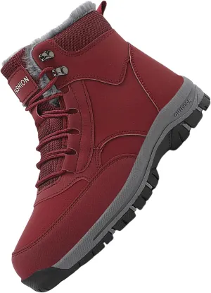 Men Work Boots Steel Toe Hiking Sneakers Shoes Warm Fur Lined Women Safety Toe Shoes with Zipper Waterproof Platform Shoes Work Hike Grounded Footwear
