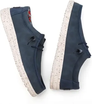 Men's Fashionable Slip-On Loafers - Comfortable & Versatile Casual Sneakers, Blue with White Sole, Floral Lining, Seasons Outdoor Wear