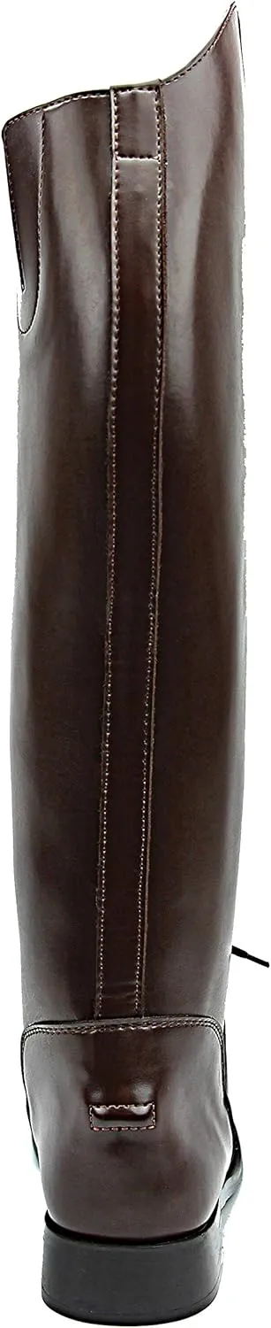 Mens Man GRANDUER Pull On Leather English Field Boots Horse Back Riding Equestrian Brown
