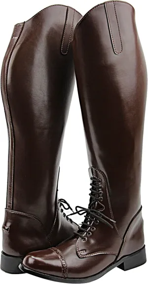 Mens Man GRANDUER Pull On Leather English Field Boots Horse Back Riding Equestrian Brown