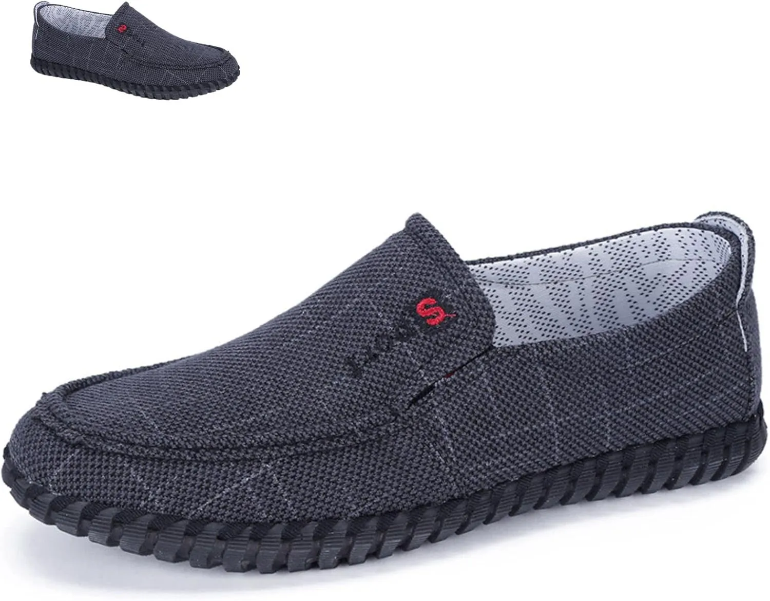 Men's Old Beijing Cloth Shoes, Breathable Soft-Soled Wear-Resistant Loafers, Kung Fu Tai Chi Pure Cotton Canvas Shoes. (Black,11)