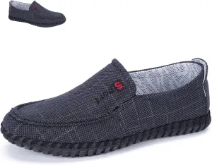 Men's Old Beijing Cloth Shoes, Breathable Soft-Soled Wear-Resistant Loafers, Kung Fu Tai Chi Pure Cotton Canvas Shoes. (Black,11)