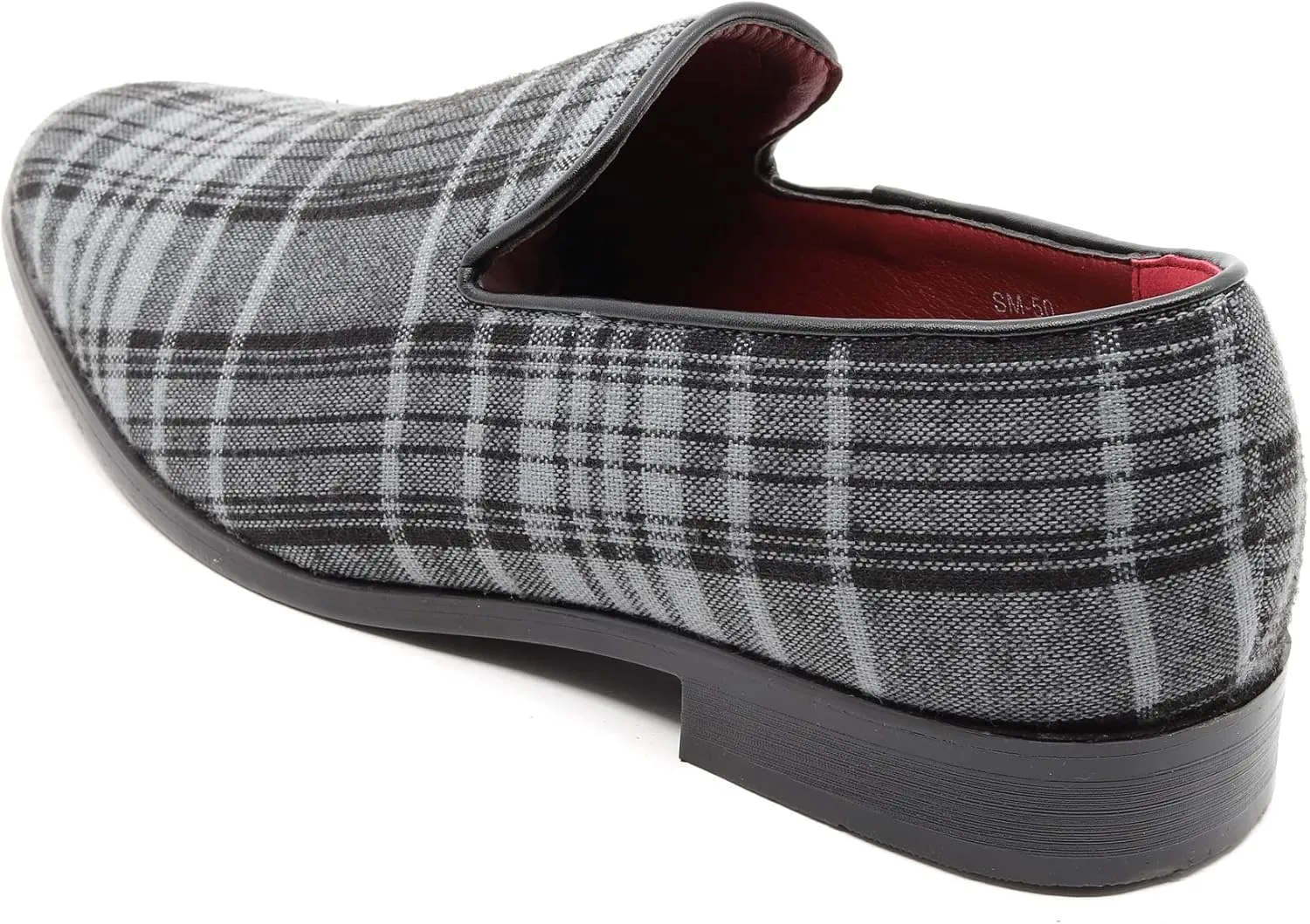 Men's Vintage Plaid Fashion Smoking Slipper Dress Tuxedo Loafers Slip On Shoes SM-50