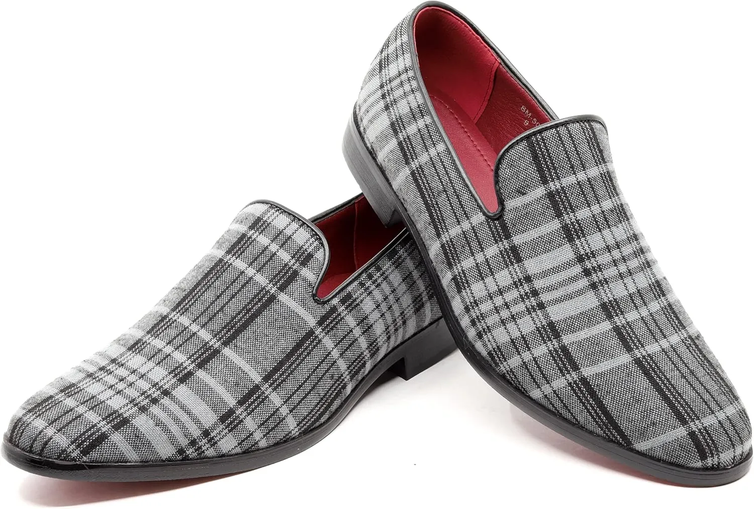Men's Vintage Plaid Fashion Smoking Slipper Dress Tuxedo Loafers Slip On Shoes SM-50