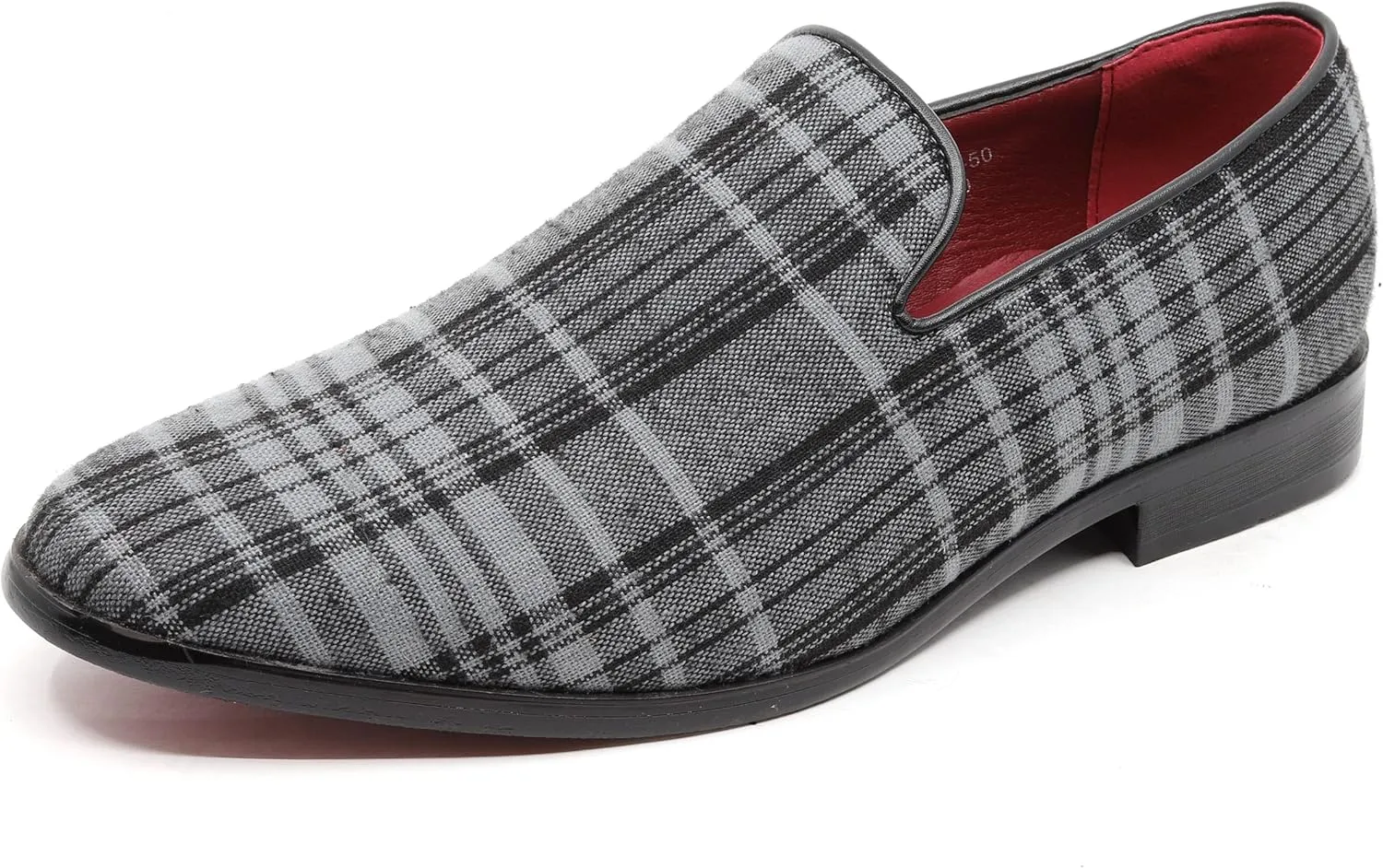Men's Vintage Plaid Fashion Smoking Slipper Dress Tuxedo Loafers Slip On Shoes SM-50