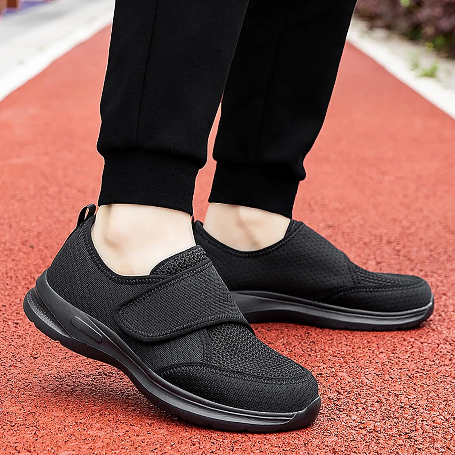 Men's Women's Mesh Round Toe Hook and Loop Loafers with Arch Support Casual Breathable Slip-On Orthopedic Sneakers Comfort Lightweight Non-Slip Driving Walking Shoes