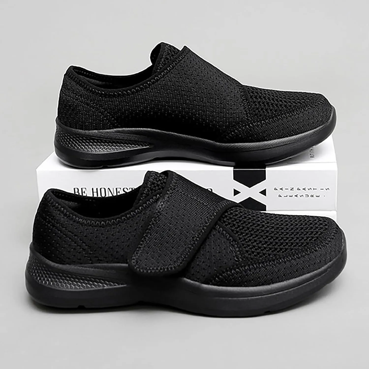 Men's Women's Mesh Round Toe Hook and Loop Loafers with Arch Support Casual Breathable Slip-On Orthopedic Sneakers Comfort Lightweight Non-Slip Driving Walking Shoes