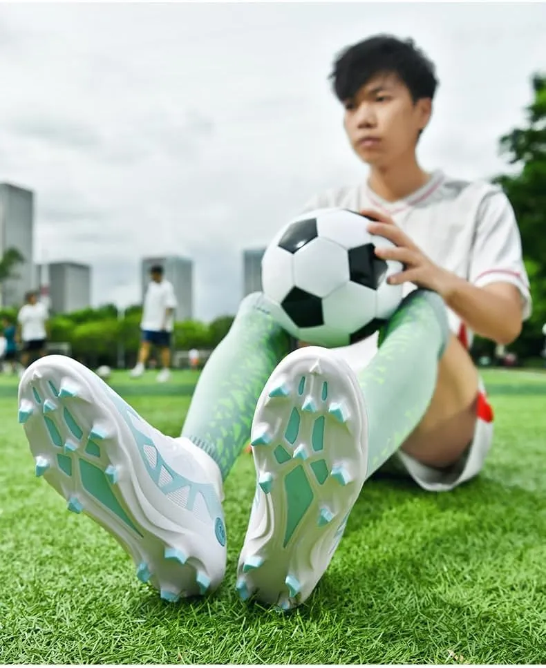Men's Women's Soccer Cleats High-Top Football Shoes AG/FG Spikes Comfortable Athletic Sneakers for Youth Indoor/Outdoor