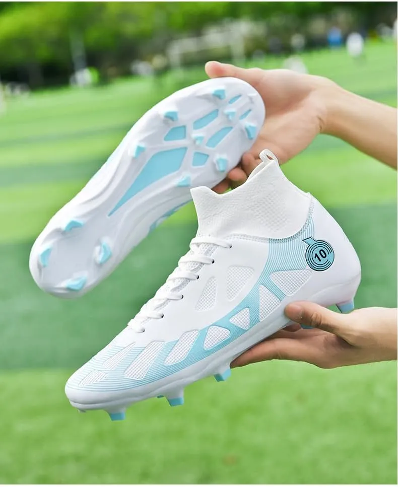 Men's Women's Soccer Cleats High-Top Football Shoes AG/FG Spikes Comfortable Athletic Sneakers for Youth Indoor/Outdoor