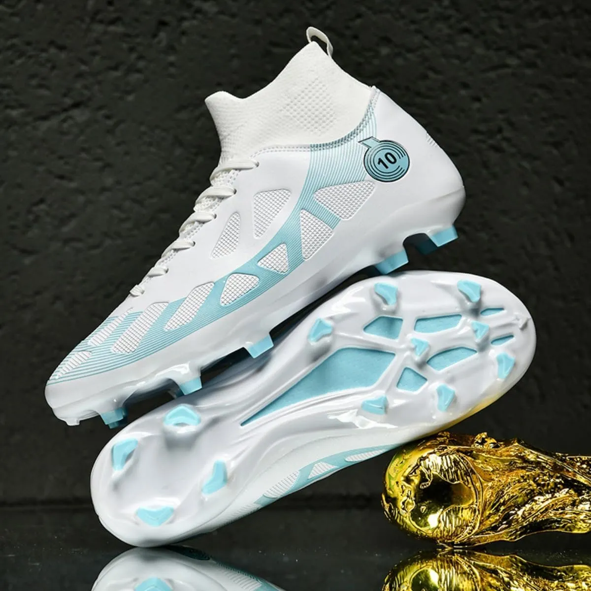 Men's Women's Soccer Cleats High-Top Football Shoes AG/FG Spikes Comfortable Athletic Sneakers for Youth Indoor/Outdoor