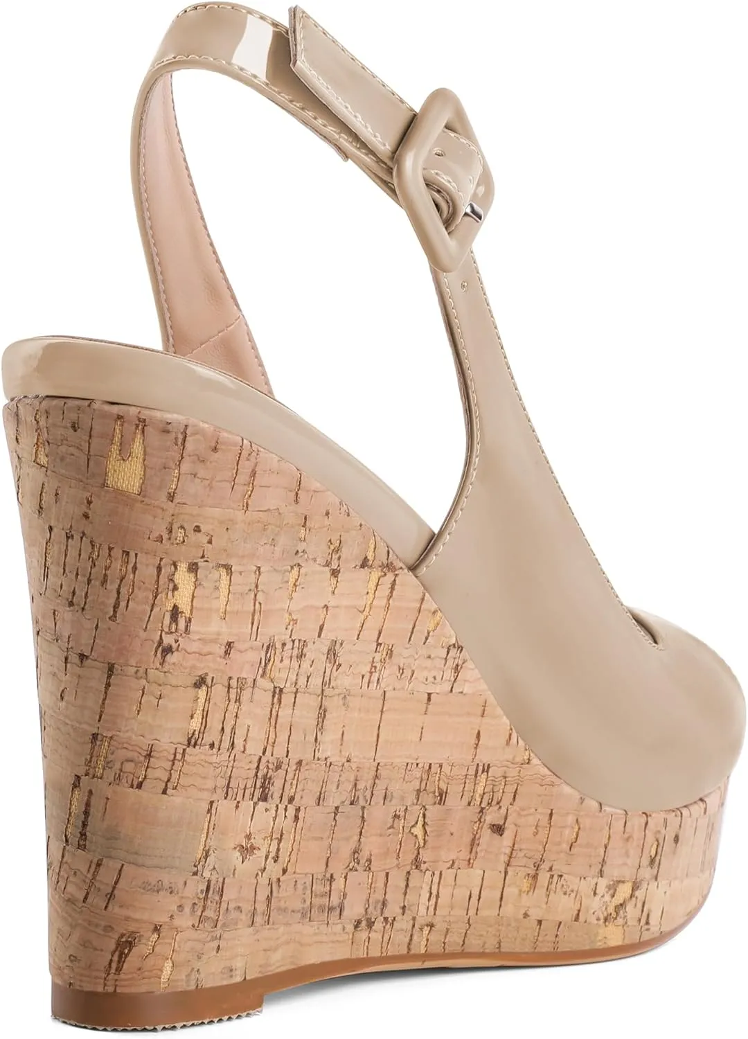 Mettesally Womens Slingback Heels High Wedge Platform Sandals Peep Round Toe 3.9 Inch Cork Sole Pumps Elegant Summer Office Dress Shoes
