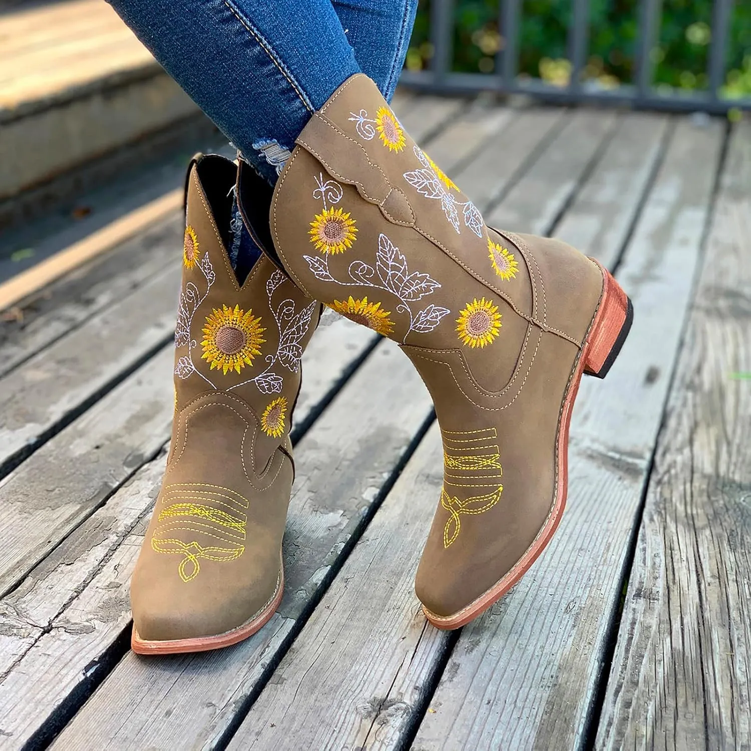 Mid Calf Cowboy Boots for Women Low Heel Black Leather Boots for Women Knee High Heels Wide Calf White Cowboy Boots Women Above the Knee Boots for Women Leather Black Mid Calf Boots for Women Dressy