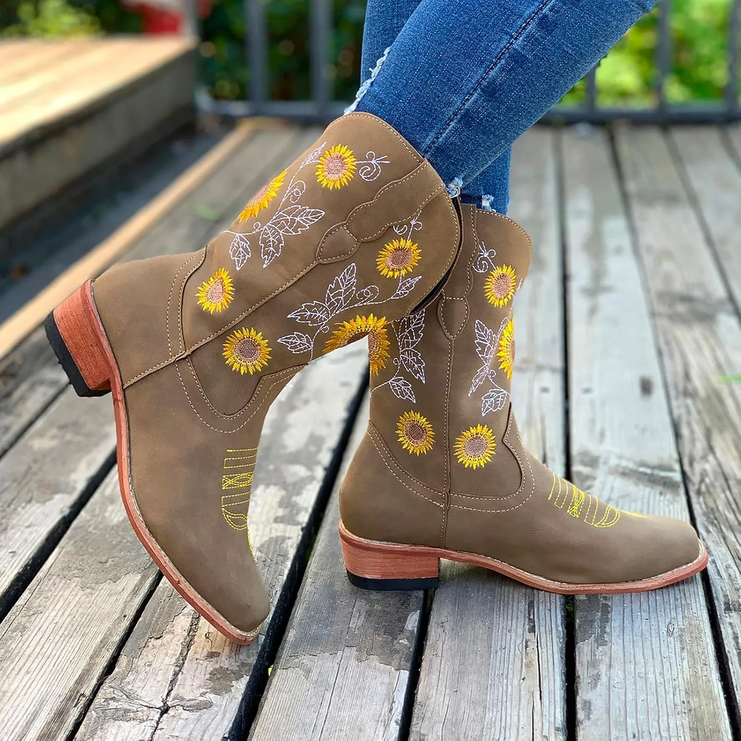 Mid Calf Cowboy Boots for Women Low Heel Black Leather Boots for Women Knee High Heels Wide Calf White Cowboy Boots Women Above the Knee Boots for Women Leather Black Mid Calf Boots for Women Dressy