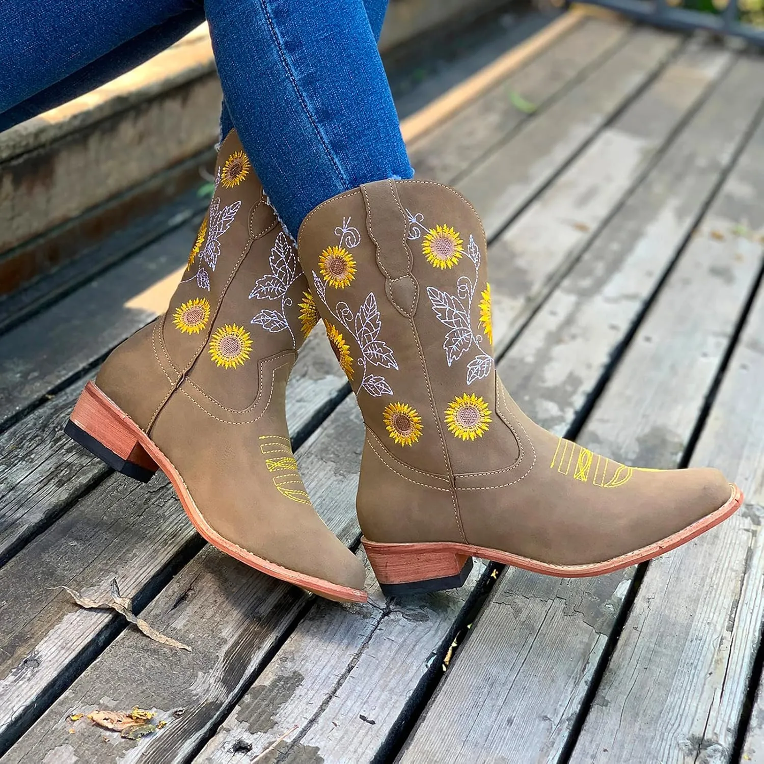 Mid Calf Cowboy Boots for Women Low Heel Black Leather Boots for Women Knee High Heels Wide Calf White Cowboy Boots Women Above the Knee Boots for Women Leather Black Mid Calf Boots for Women Dressy