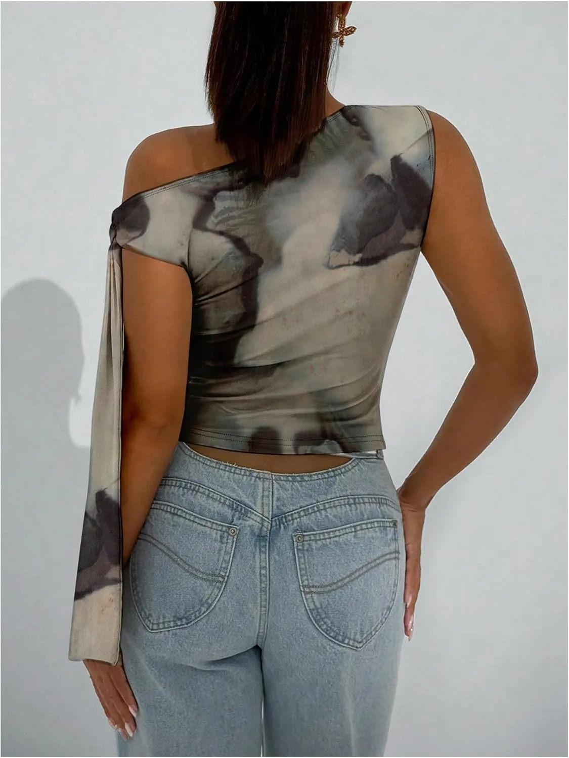 Milumia Women's Tie Dye Knot Side Tank Top Asymmetrical Neck Sleeveless Casual Tops