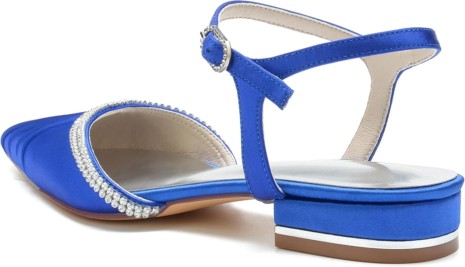 Minishion Bridal Wedding Flat Shoes Slingback Closed Toe Evening Pumps Shoes with Crystals BR189