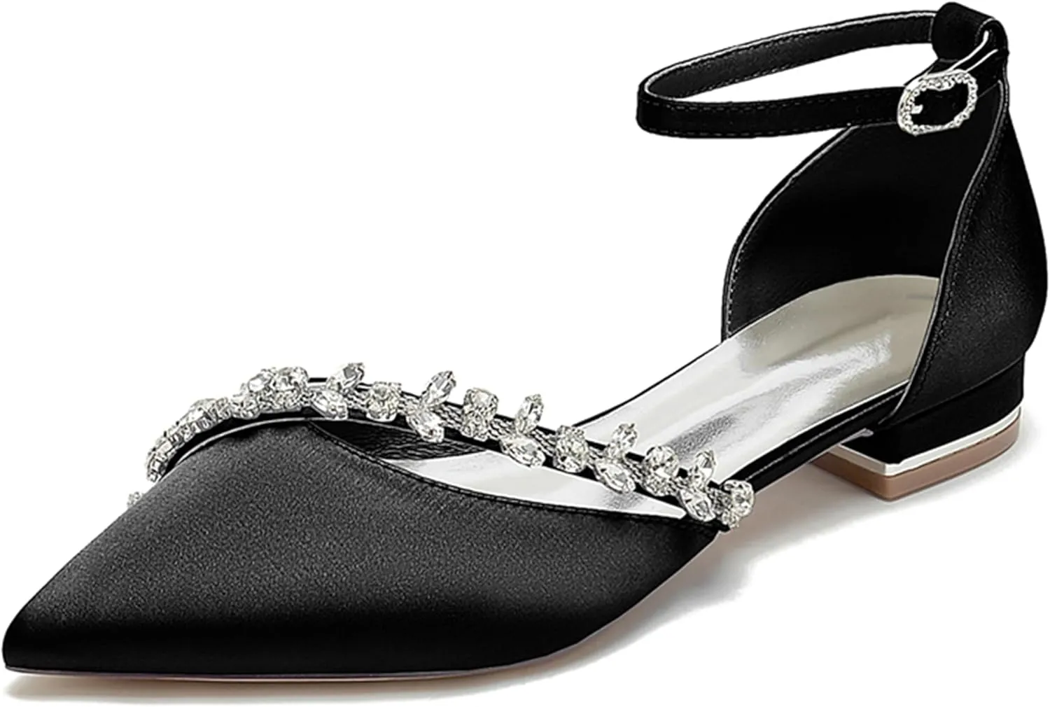 Minishion Wedding Dress Shoes for Bride Flats Womens Girls Ankle Strap Evening Party Shoes MS292
