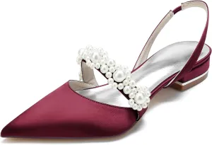 Minishion Wedding Flats for Women Slingback Mary Jane Style Evening Formal Party Mule Shoes BR159