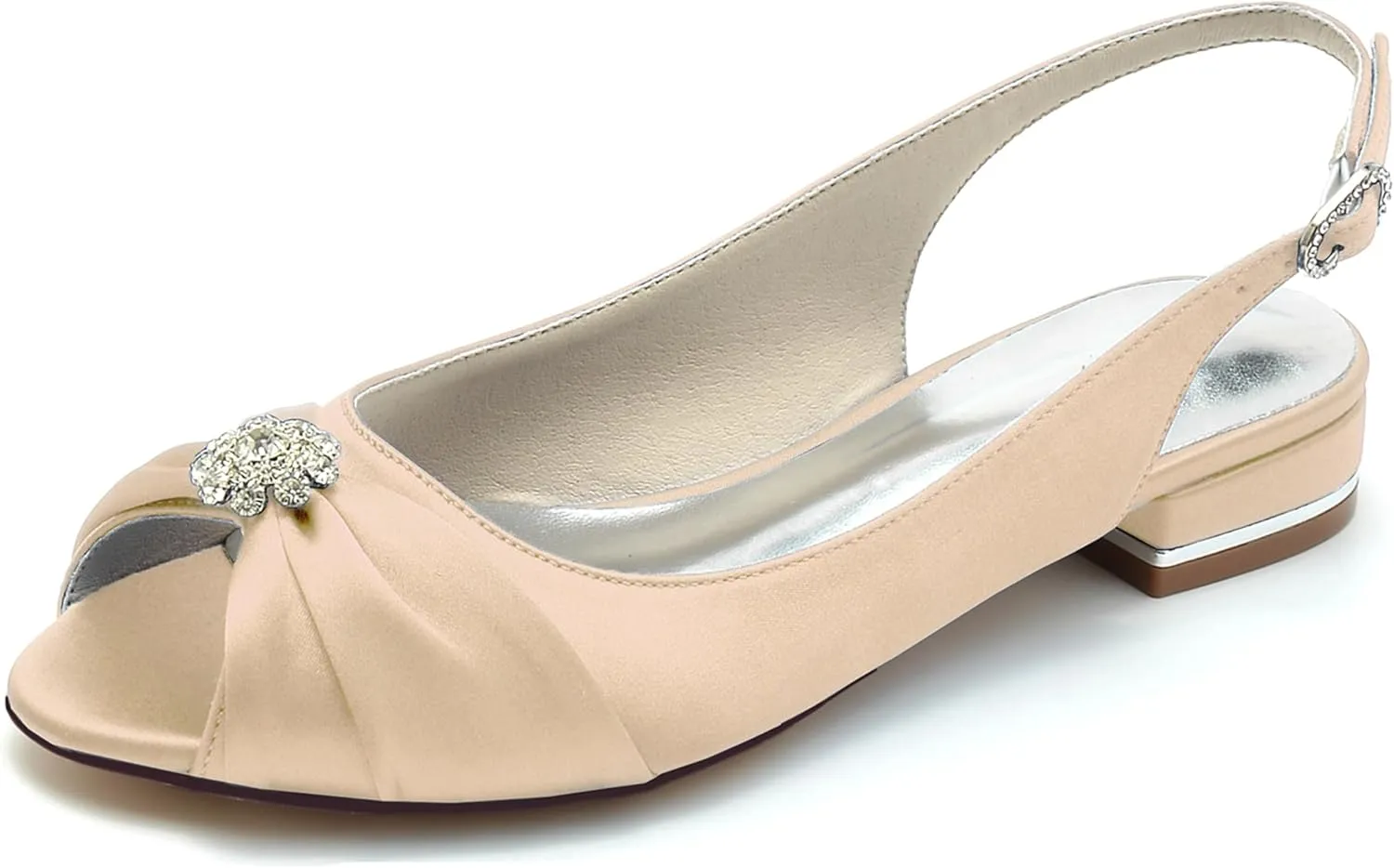 Minishion Womans Girls Dress Flats for Wedding Slingback Peep Toe Evening Formal Sandals Shoes BR236